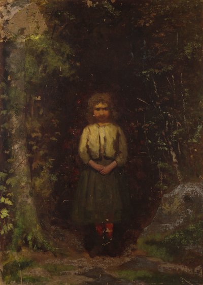 Na svahu (recto); Dívka v lese (verze) od Eastman Johnson