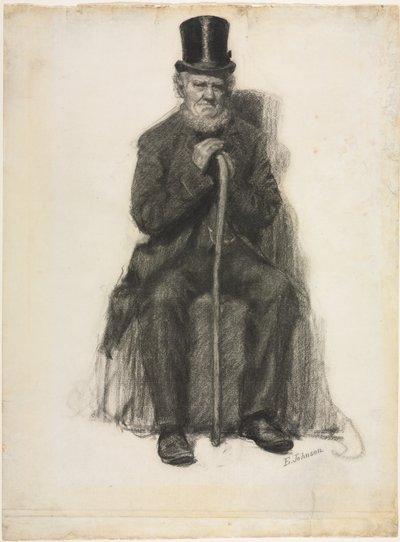 Studie starého muže (pravděpodobně studie k portrétu Petera Folgera), asi 1886 (černá křída ) od Eastman Johnson