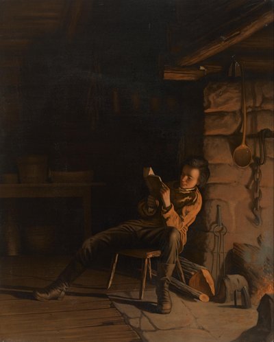 Lincolnovo dětství. (Večer v srubu.) od Eastman Johnson