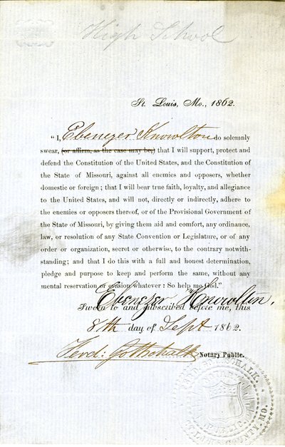 Přísaha věrnosti Ebenezer Knowlton z Missouri, hrabství St. Louis od Ebenezer Knowlton