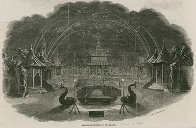 Chrám ohňostroje v Royal Vauxhall Gardens, Londýn od Ebenezer Landells