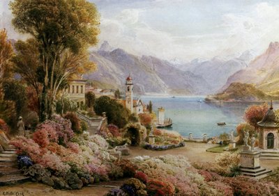 Villa Melzie, Como, Itálie. Lac de Come en Italie. Peinture de Ebenezer Wake Cook (1843-1926 British) Collection privee od Ebenezer Wake Cook