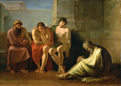 Truchlící Job a jeho přátelé (olej na plátně) od Eberhard Waechter