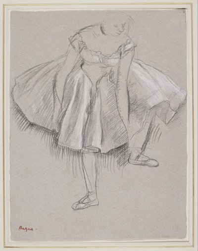 Tanečnice si upravuje pantofle od Edgar Degas