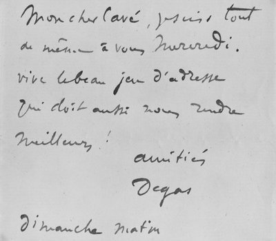 Podepsaný dopis Albertu Boulanger-Caveovi od Edgar Degas