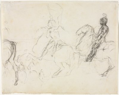 Bojová scéna s obrněnými figurkami na koni (recto) od Edgar Degas