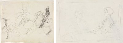 Bojová scéna s obrněnými postavami na koni (obrácená strana) Dvě sedící ženy (verze) od Edgar Degas