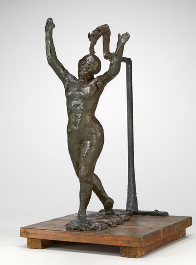 Tanečník se pohybuje vpřed, paže zvednuté, c. 18851890. od Edgar Degas