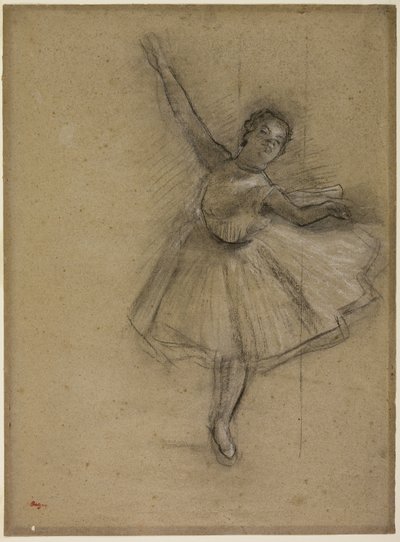Dancer Turning, kolem roku 1876 (uhlí a křída na papíře) od Edgar Degas