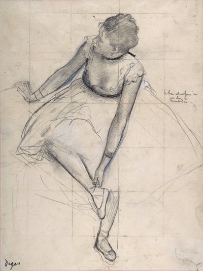 Tanečnice upravující její botu (balerína). Kresba Edgara Degase (1834-1917) New York City. Metropolitní muzeum umění. od Edgar Degas