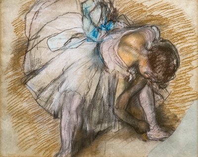 Tanečnice si upravuje botu. 1885. Pastel na papíře. od Edgar Degas