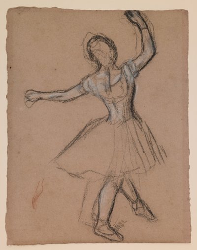 Tanečnice na jevišti a v pohybu, cca 1880-85 (bílá, černá a červená křída) od Edgar Degas