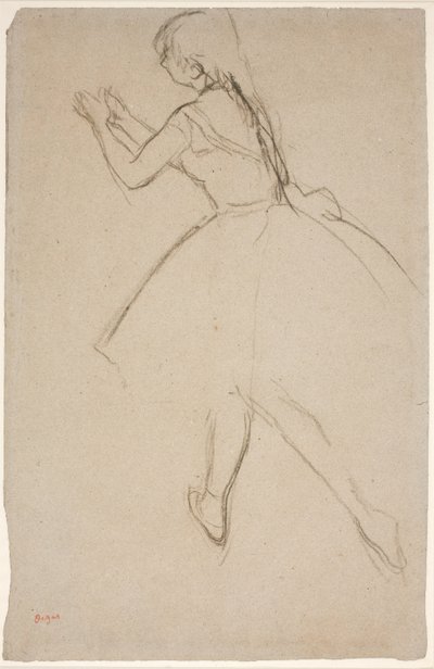 Tančí v chůzi s nataženýma rukama od Edgar Degas