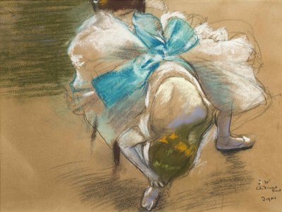 Danseuse rattachant syn chausson, 1887. od Edgar Degas