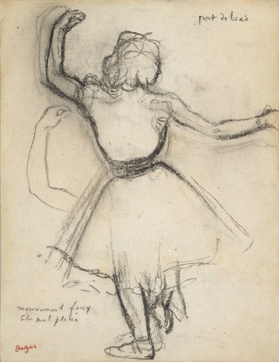 Tanečnice zezadu: Port de bras, asi 1875-85 (uhel na papíře) od Edgar Degas