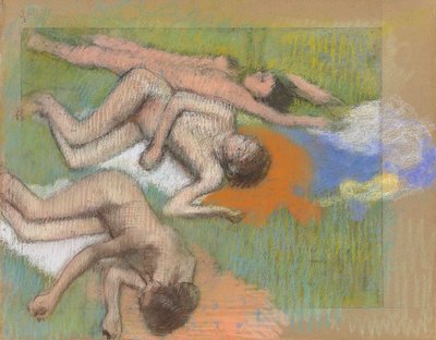 Degas - Po koupeli, Tři nahé ženy, asi 1890-1895 od Edgar Degas