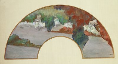 Vějíř, kolem roku 1879 (kvaš a pastel na hedvábí) od Edgar Degas
