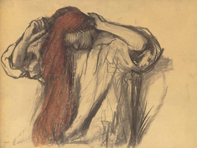 Žena si upravuje vlasy od Edgar Degas