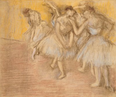 Pět tanečníků na jevišti, kolem 1906-08 od Edgar Degas