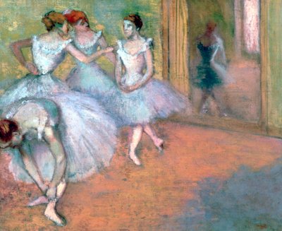 Čtyři tanečníci ve foyer, konec 19.-začátek 20. století od Edgar Degas