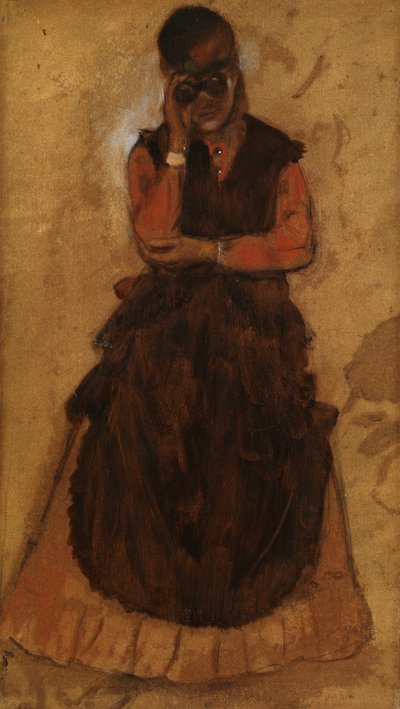 Dívka se dívá přes brýle do opery (olej na panelu) od Edgar Degas