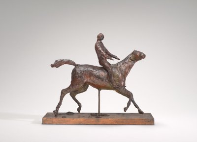 Kůň cválá, otáčí hlavou doprava, nohy se nedotýkají země, polovina 70. let 19. století. od Edgar Degas