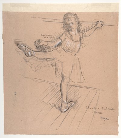 Holčička cvičí u tyče od Edgar Degas