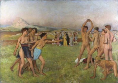 Malé sparťanské dívky provokují chlapce. Kolem 1860-1862, Olej na plátně od Edgar Degas