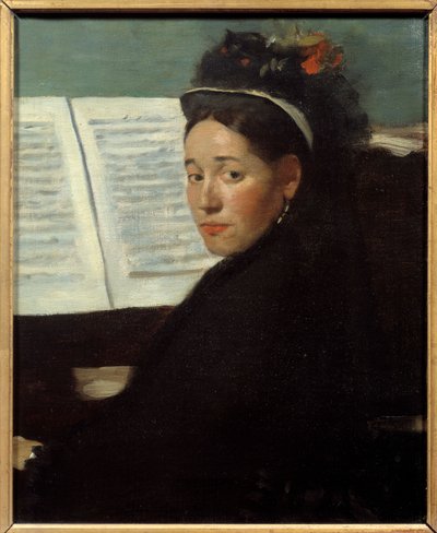 Mademoiselle Dihau (1843-1935) pianistka koncertů Column, u klavíru Malba Edgara Degase (1834-1917) 1869 ne. 0,45x0,32 m Paříž, musee d