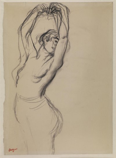 Nahá tanečnice se zdviženýma rukama od Edgar Degas