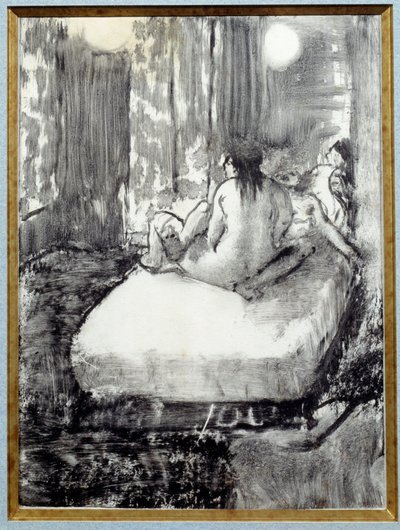 Na posteli Monotyp v černém inkoustu na čínském papíře od Edgara Degase od Edgar Degas
