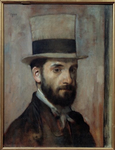 Portrét Leona Josepha Florentina Bonnata (1833-1922) Malíř nosí cylindr. Obraz Edgara Degase (1834-1917) 1863 Sun. 0,43x0,36 m Bayonne, Musee Bonnat - Portrét Leona Josepha Florentina Bonnata (1833-1922). Umělec nosí cylindr. Malování b od Edgar Degas