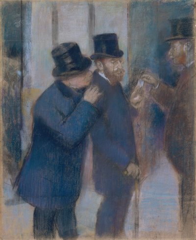 Portréty na burze, c.1878-79 (pastel na papíře, rozřezané a položené na plátně) od Edgar Degas