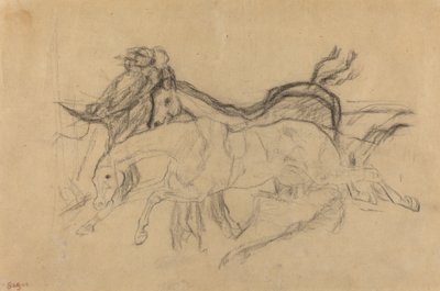 Studie dostihových koní pro Scene from the Steeplechase: The Fallen Jockey, c. 1881. od Edgar Degas