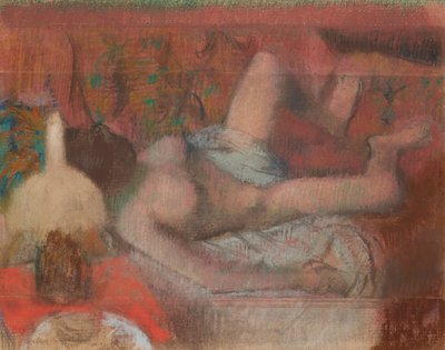 Ležící ženský akt, asi 1888-90 (pastel na monotypu na papíře) od Edgar Degas