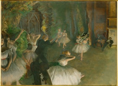 Opakování baletu na jevišti (olej na kartonu) od Edgar Degas