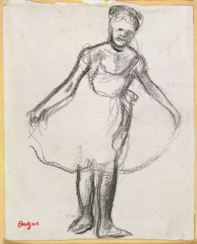 Stojící tanečnice držící Tutu (uhl na papíře) od Edgar Degas