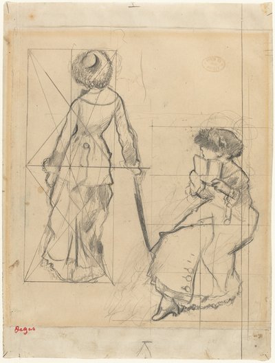 Studie na "Mary Cassatt v Louvru" [recto] od Edgar Degas