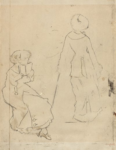 Studie pro Mary Cassatt v Louvru [verso], c. 1879. od Edgar Degas