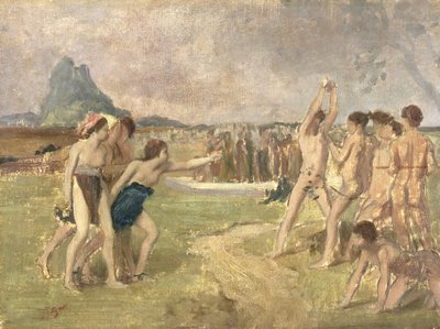 Study for The Young Spartans Exercising, c.1860-61 (olej na papíře připevněný na panelu) (viz 3354) od Edgar Degas