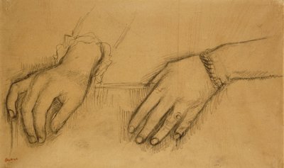 Studie rukou k portrétu Helene Rouartové; Studie rukou, pro portrét Helene Rouart, c.1886 od Edgar Degas