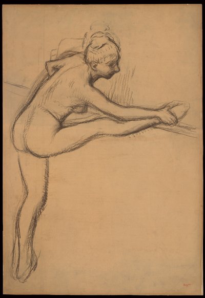Studie eines Aktes (Tänzerin an der Barre) od Edgar Degas