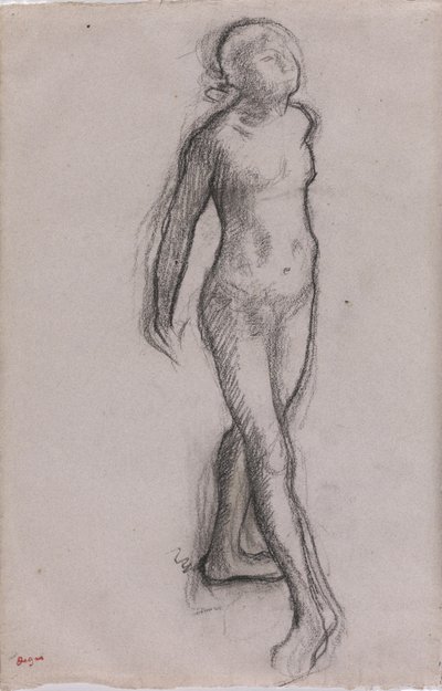Study of a Nude Dancer, c.1878-79 (uhl a černý fix na papíře) od Edgar Degas