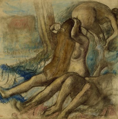 The Bathers, cca 1890-1895 (pastel a dřevěné uhlí na pauzovacím papíře) od Edgar Degas