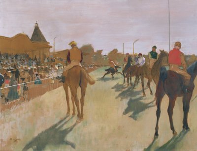 Průvod, aneb závodní koně před tribunami, c.1866-68 (olej na papíře) od Edgar Degas