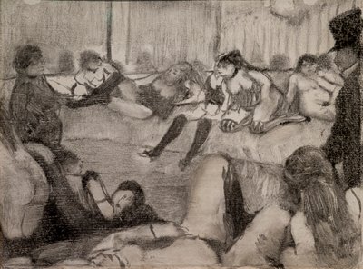 Salon. 1879. Monotyp má černý inkoust, pastel zvýrazňuje. od Edgar Degas