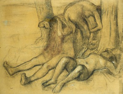 Tři koupající se pod stromem; Tři koupající se pod stromem, c.1894 od Edgar Degas