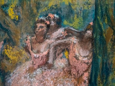 Tři tanečnice v lososových sukních (detail). 1904-1906. Pastel na maroufle papíře na kartonu. od Edgar Degas