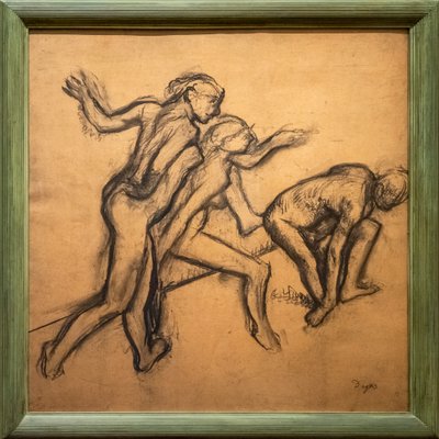 Tři nazí tanečníci. 1895-1900. Dřevěné uhlí na pauzovacím papíru. od Edgar Degas