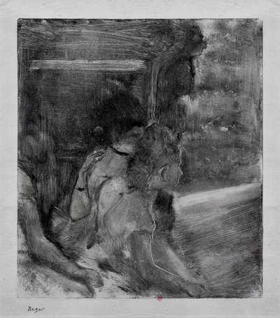Do divadla. Kolem roku 1878. Monotyp má černý inkoust z Číny. od Edgar Degas